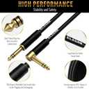 Elecan 1/4 Inch TRS Instrument Cable 50 Ft- Right Angle to Straight 6.35mm Male Jack Stereo Audio Interconnect Cord- Gold Plated- 90 Degree 6.35 mm Balanced Line for Electric Guitar Bass+ 5 Ties