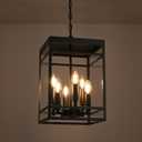 Outdoor Pendant Lights for Porch, 6-Lights Black Exterior Pendant Light with Clear Glass, Outdoor Porch Light Ceiling Mount Outdoor Hanging Light Fixture for Gazebo, Patio, Entryway