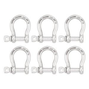 SHONAN 1/4" Small Bow Shackles, Marine Grade D Ring Shackle, 6 Pcs Stainless Steel Shackles Screw Shackles for Chain or Strap, 480 Lbs Capacity