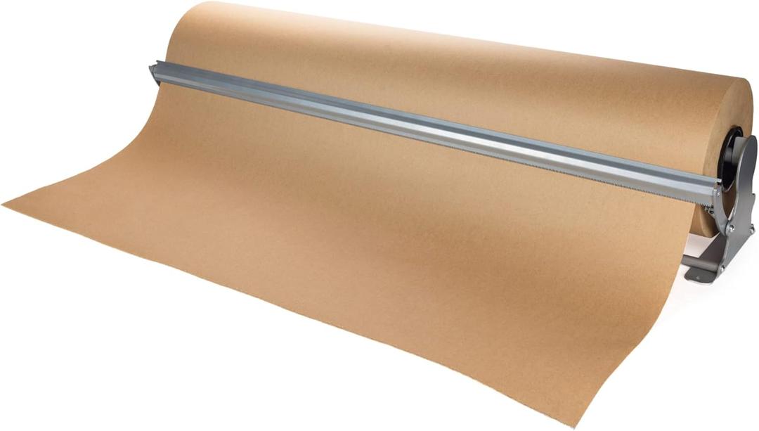 IDL Packaging 36" Kraft Paper Roll Dispenser & Cutter for Rolls up to 36" Wide and 9" in Diameter  Tabletop Reinforced Steel Paper Holder with a Cutter  for Kraft and Butcher Paper