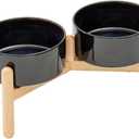 Ceramic 6.1inch Raised Dog Bowl with Stand for Small and Medium Breed Dog Dish Pet Food and Water Bowl (Double Bowl with Stand - Starry Sky, 28oz)