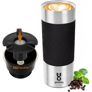 Travel Coffee Mug Spill Proof,17 Oz Travel Mug with 360Drinking Lid,Double Wall Vacuum Insulated Travel Mug Stainless Steel Tumbler Thermal Coffee Mugs for Hot and Cold Drinks(Black)