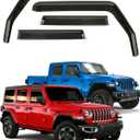 in-Channel Extra Window Rain Guards for Jeep Wrangler JL/JLU Gladiator 2018 2019 2020 2021 2022 2023 2024 2025 4-Door Side Window Deflectors,Vent Window Visors,Acrylic-4pcs