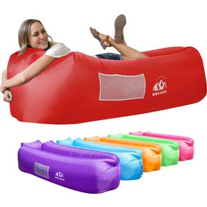 WEKAPO Inflatable Couch Air Lounger Chair - Camping & Beach Accessories, Portable Blow up Sofa for Hiking, Lawn, Indoor/Outdoor Movies & Music Festivals. Lightweight and Easy to Set Up Air Hammock (Red)