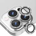 Suoman 3-Pack for iPhone 13 Pro Max/iPhone 13 Pro Camera Lens Protector, 9H Hardness Tempered Glass Film, [Flash Diamonds] [Does not Affect Night Shots] Individual Metal Protective Cover - Silver