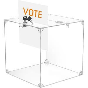 MaxGear Acrylic Donation Box with Lock 1 Pack, 11.8"x11.8"x11.8" Large Ballot Suggestion Box, Square Case for Fundraising, Donations