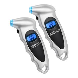 AstroAI Tire Pressure Gauge Digital 0-150PSI (Accurate in 0.1 Increments), 4 Units Stocking Stuffers for Car Truck Bicycle with Backlight LCD and Presta Valve Adaptor, Sliver (1 Pack)