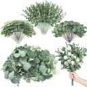 Giegxin 600 Pcs 3 Kinds Mixed Eucalyptus Leaves Stems Bulk Artificial Silver Dollar Leaves Picks Dried Eucalyptus Bundle Faux Spray for Wedding Vase Bouquet Floral Arrangement (Green)