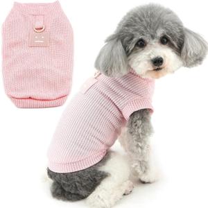 Zunea Dog Shirts for Small Dogs Girls Summer Puppy Clothes T-Shirt with Leash Ring Doggie Toy Poodle Vest Tee Shirt Soft Breathable Sleeveless Basic Shirt Pet Apparel for Chihuahua Yorkie Pink Sma
