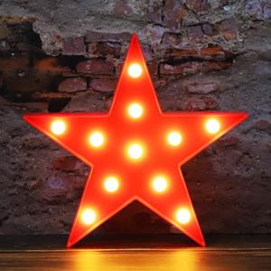 LED Marquee Star Signs Night Lights, Battery Operated Star Shaped Desk Table Lamp for Kids, Baby, Child, Girl Gift, Nursery Room, Wall Decor-Star(Red)