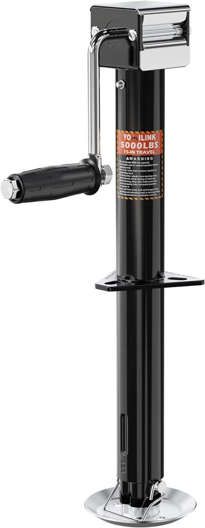 YOMILINK 5000 lbs A-Frame Trailer Jack, 15" Lift, Adjustable 5-Level Drop Leg, 5K Jack for RV Trailer Boat
