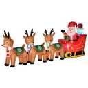 VCUTEKA Christmas Inflatables Outdoor Decorations, 12FT Blow Up Santa Claus Sleigh with Reindeer and Gifts, Animated Christmas Inflatable Yard Decoration with LED Lights for Holiday Lawn Garden Décor