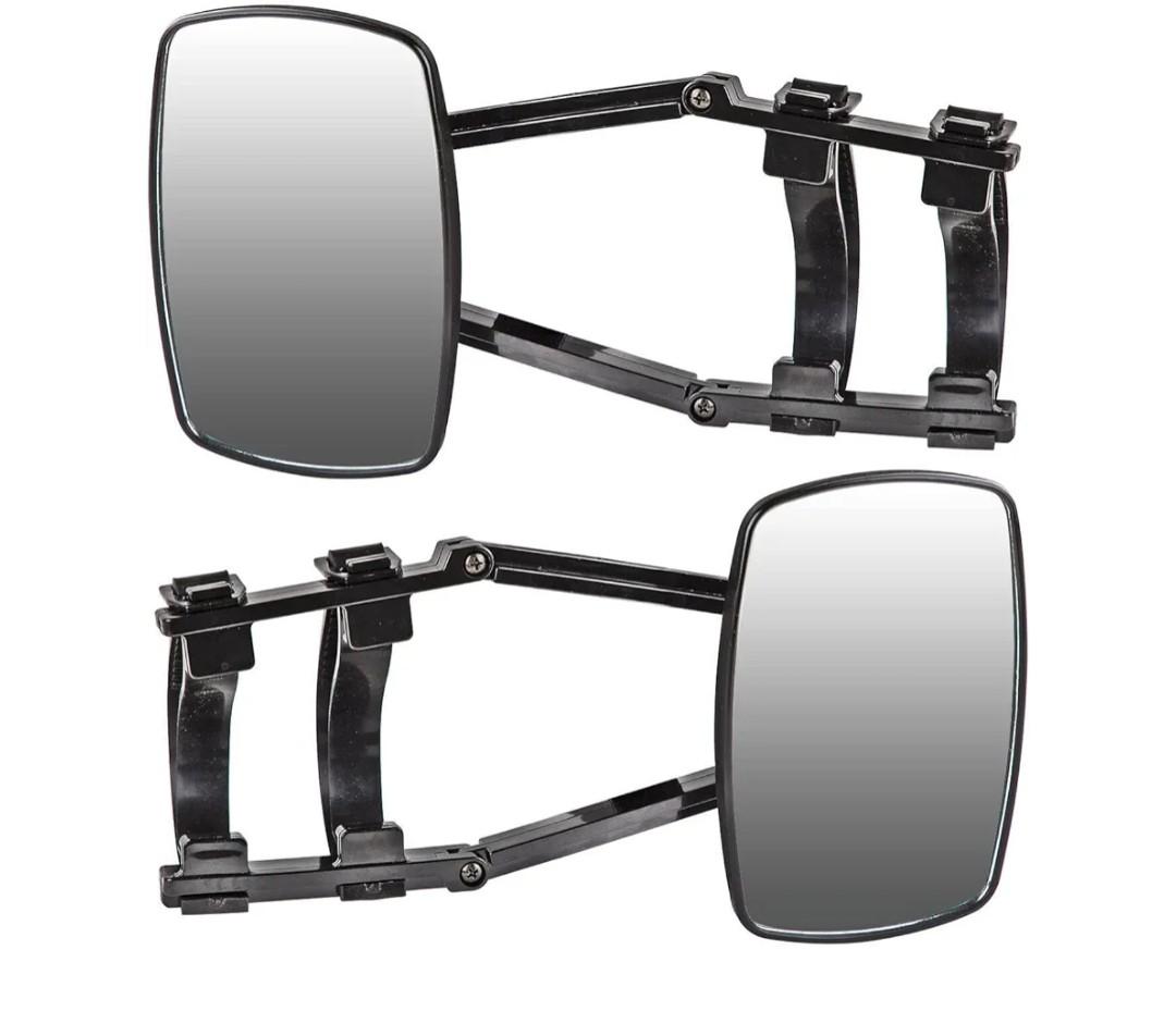 Universal Clip-on Towing Mirrors Extended Mirrors for Towing 360 Degree Rotation Adjustable Towing Mirror, Black, 2 Pieces