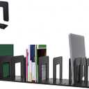 Adjustable Vertical File Sorter Sturdy Plastic Expandable Upright File Holder, Desktop Binder Organizer, School Office File Organizer Bookshelf Divider, Assemble Easily Endlessly, Black (12-Parts)