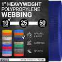 Strapworks Heavyweight Polypropylene Webbing - Heavy Duty Poly Strapping for Outdoor DIY Gear Repair (1" x 10 yard, Dark Blue)