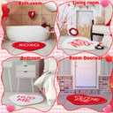 6 Pcs Valentine's Day Heart Rug Valentines Day Bathroom Decor Non Slip Heart Shaped Bath Rugs Red Pink White Mat Doormat for Bathroom Kitchen Living Room Home