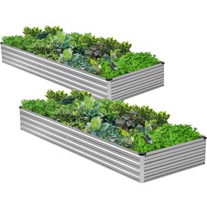 2PCS 6x3x1ft Galvanized Raised Garden Bed Kit,Metal Planter Box for Vegetables,Flowers,Herbs Durable Rust-Resistant Patio Gardening Beds,Silver