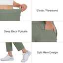 M MAELREG Womens Golf Pants with Zipper Pockets Stretch Quick Dry Casual Work Active Ankle Travel Pants for Women Olive Green (L)