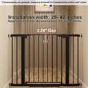 29-42 inches Metal Baby Gate for Stairs/Doorways, 30 inches Tall Pressure Mounted Pet Gates, Auto-Close Child Safety Gate, No Drilling Easy Walk-Through Dog Gate Indoor, Black