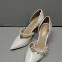 DREAM PAIRS Women's Closed Toe High Heels Stiletto Pointed Toe Strappy Pearl Elegant D'Orsay Dress Wedding Party Pumps Shoes, 8.5