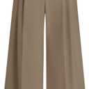 PRETTYGARDEN Womens Spring Wide Leg Palazzo Pants 2026 Trendy Loose Button High Waist Pleated Work Business Casual Trousers (Medium, Khaki)