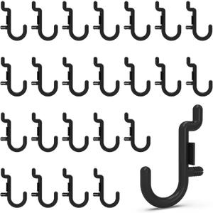 HUHOLE Pegboard Plastic Hooks 100pc - Black Peg Board Hooks for Hanging Jewelry, Tools, Hardware, Peg J Hook Only Fits 1/4" Pegboard - Durable Pegboard Hooks for Organized Display
