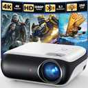 HAPPRUN Native 1080P Projector, Bluetooth Home Theater Movie Projector with Built-in Speaker, Compatible with Smartphone, HDMI, Fire Stick, PS5, Indoor & Outdoor Use - Without Google TV System