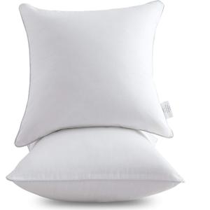 Leeden 18 x 18 Pillow Inserts (Set of 2) - Throw Pillow Inserts with 100% Cotton Cover - 18 Inch Square Interior Sofa Pillow Inserts - Decorative Pillow Insert Pair - White Couch Pillow