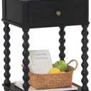 AWASEN Black Nightstand, Bedroom Side Table with Drawer for Living Room, Small Bedside End Table with Spindle Wood Legs for Bedroom, Office, Black