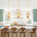 Mini Crystal Pendant Light, Gold Hanging Light Fixture for Kitchen Island, Hallway, Entryway, Dining Room or Bedroom, Adjustable Height 16-39.4", E26 Base, 1-Light, Hardwired, Bulb Not Included