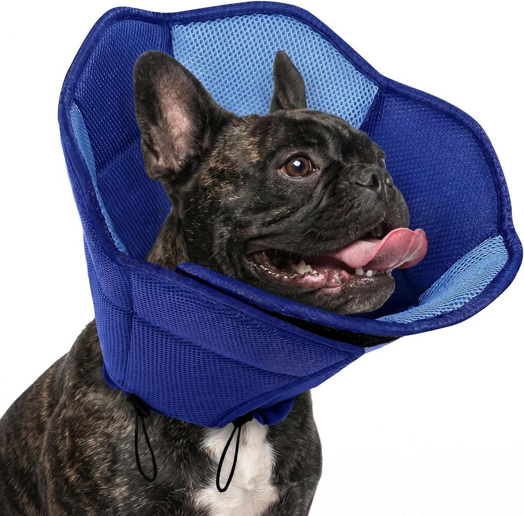 Dog Cone - Soft Cone for Dogs to Stop Licking, Pet E-Collar Alternative After Surgery, Adjustable Pet Recovery Collar for Wound Healing, Dark Blue Small