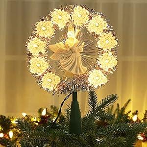Brizled Star Christmas Tree Topper, 8" Lighted Double-Sided Star Treetop, 8-Point Xmas Tree Topper with 10 Warm Lights, 120V UL Certified for Christmas Ornament Party Home Decor