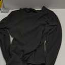 Pink Queen 2026 Spring Cowl Neck Tops for Women Long Sleeve Ruched Slim Fit Ribbed Knit Basic Shirts (Medium, Black)