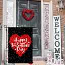 8 x Doncida Happy Valentines Day Garden Flag 12x18 Inch Double Sided Burlap Romantic Rose Heart Anniversary Small Yard Flag for Outside Decoration