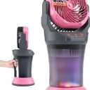 WESTTREE Portable Misting Fan with Large Battery Fan-Rechargeable Outdoor Misting Cooling Fans with 2L Water Tank,RGB Lights,4 Speeds & Spray Modes-for Patio, Camping, Beach, Workshop (Gray-Pink)