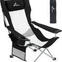 Sportneer Beach Chair: Adjustable Folding Chair with Cup Holder & Side Pocket - Portable & Compact Beach Chairs for Adults with Reclining Positions for Camping Picnic and Outdoor, Black