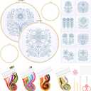 Tioncy 8 Sets Mexican Embroidery Napkins Kit 17.7 x 16.5 Inch Servilletas Para Bordar a Mano Including Mexican Napkin Bamboo Hoop Color Threads and Needles for Beginner Adult DIY Hand Craft Lover Gift