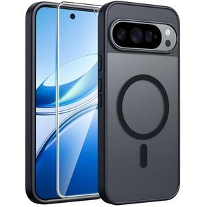 FNTCASE for Google Pixel 10 Pro Case: for Pixel 10 Case [Fit for Magsafe] Translucent Matte Cases with [Screen Protector] Military Grade Shockproof Protective Magnetic Phone Cover (6.3inch - Black)