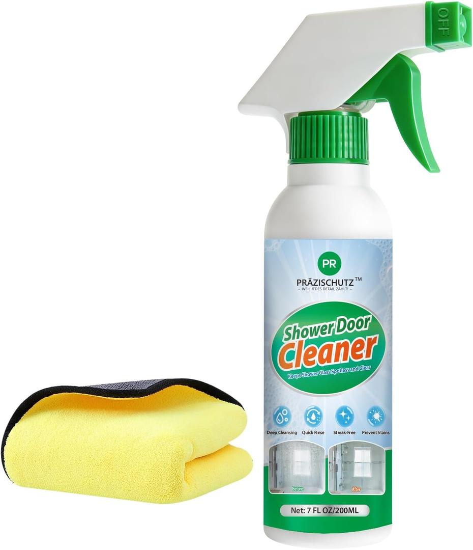 Bathroom Glass Cleaner Spray - Removes Limescale, Soap Scum, and Oil Film, Streak Free Instant Shine for Mirrors, Tiles & Shower Doors | No Residue, Vinegar-Free Formula, 200ml