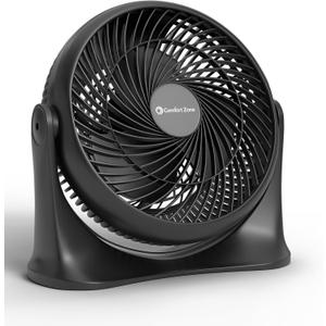 Comfort Zone 11-Inch High-Velocity Tabletop Air Circulator Fan, Quiet Personal Fan with 3 Speeds & 90 Adjustable Tilt  Portable Desk Fan for Home, Bedroom, or Office, Black