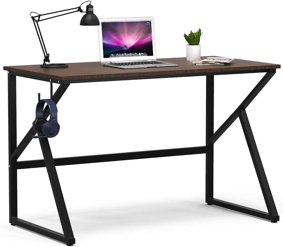 Computer Desk 47 inch for Home Offic Desk, Black Metal Study Office Desk