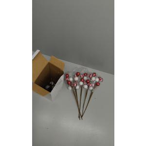 10 Pack 14 inch Red and White Christmas Tree Picks Candy Cane Christmas Ornaments Decorations Glitter Berry Stems with Balls for Xmas Tree Vase Fillers Table Decor Holiday Craft