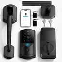 Built-in WiFi Smart Lock with Handle Set - Firstriver Fingerprint Keyless Entry Door Lock for Front Door, App Control, Digital Keypad Deadbolt, Auto Lock, Compatible with Alexa & Google Assistant