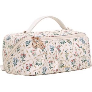 Cabbrix Makeup Bag, Large Capacity Cosmetic Bags for Women, Floral Design Makeup Bag Organizer Skincare, Brushes & Travel Essentials