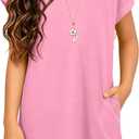 ZDC Girls Cap Sleeve Dresses Kids Spring Summer Casual Basic Crewneck Dress with Pockets 5-14 Years (Pink)