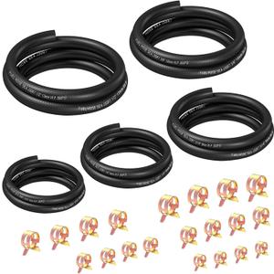 smseace 25pcs 3.3Ft 5-Size Fuel Line Hose Kit - 3/8 Inch 1/2 Inch 5/16 Inch 1/4 Inch 3/16 Inch ID NBR Rubber Fuel Hose with Hose Clamps for Small Engines Automotive Replacement Fuel Hoses