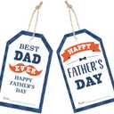 50Pcs Gift Tags for Father Gift - 2.1"x3.5" Happy Father's Day Tags with String - Best Dad Ever Thank You Cards Tag Hanging Paper Gift Tag for Present Party Favor Wrapping - A01