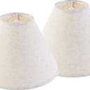 GO&SO Large Empire Lamp Shades Set of 2-6.5"x16.3"x10.5" - Beige Linen Fabric, Handmade Replacement Lamp Shades for Table Lamps, Floor Lamps, Soft Warm Glow, Assembly Required, Spider Fitter