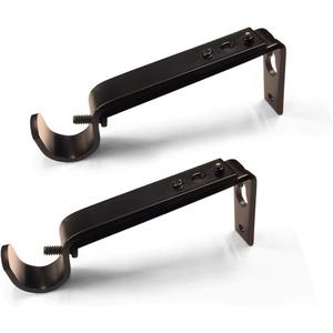 Curtain Rod Brackets Heavy Duty Drapery Hardware Adjustable Rod Holders for 7/8 or 1 Inch Rods, Set of 3 (Bronze, fits rods up to 1 inch)