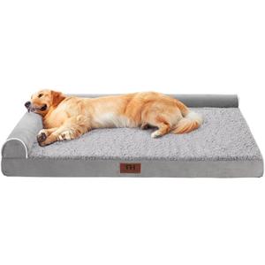 Orthopedic Dog Beds Extra Large Sized Dog, Pet Sofa Bed with Removable Washable Cover, Egg Foam Support, Bolster Cushion for Comfortable Sleep, Waterproof & Non-Slip Bottom Bed (Light Grey)